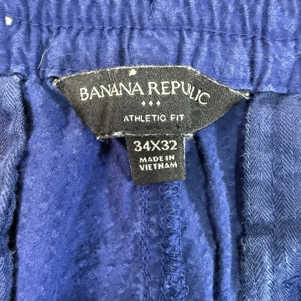 Banana Republic Seersucker Pants Athletic Fit 34x32 Blue Drawstring